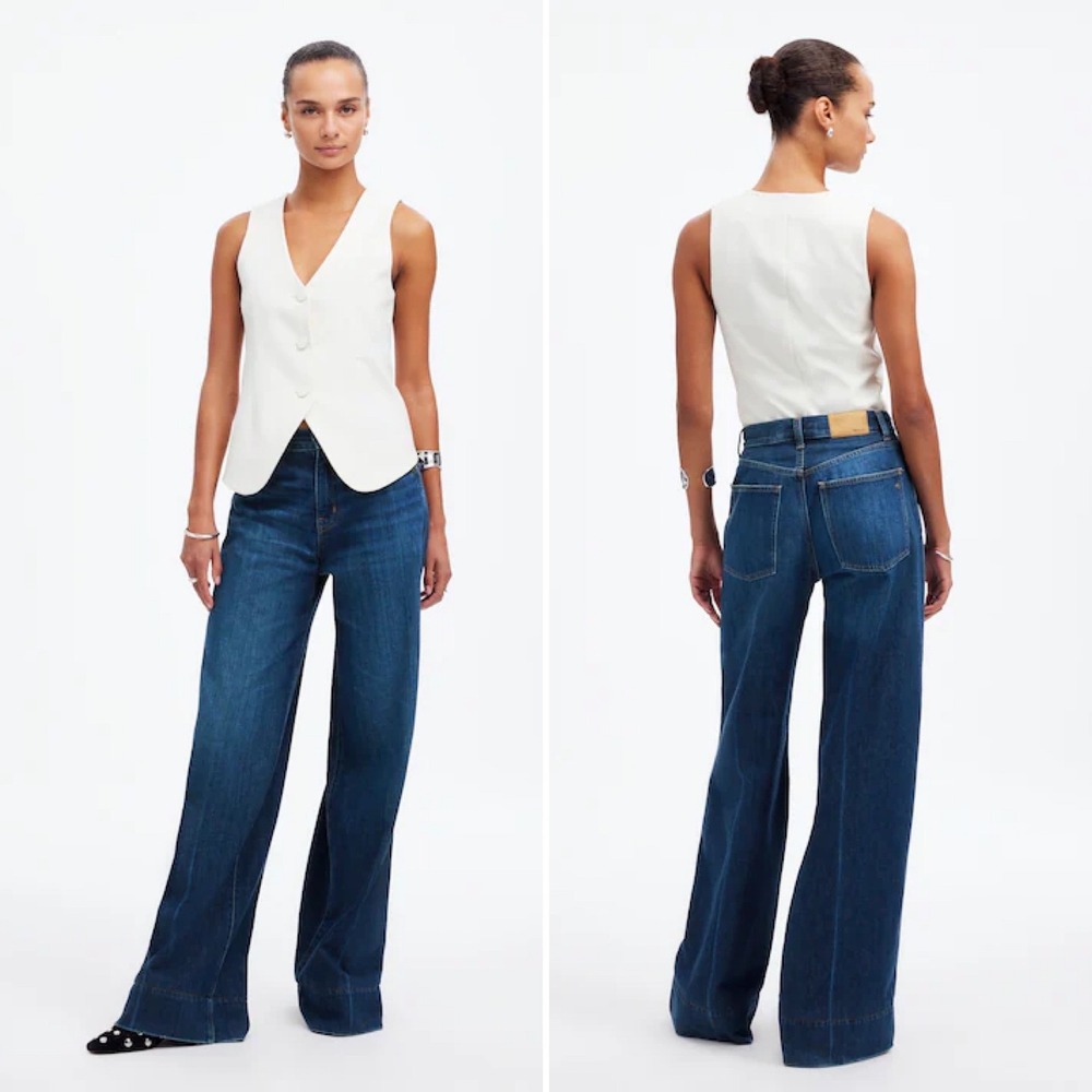 Madewell Superwide-Leg Jeans 29 Denim Trousers Indigo High Rise Wide Leg - Picture 2 of 12